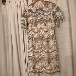 NWT White and Silver Embroidered Dress